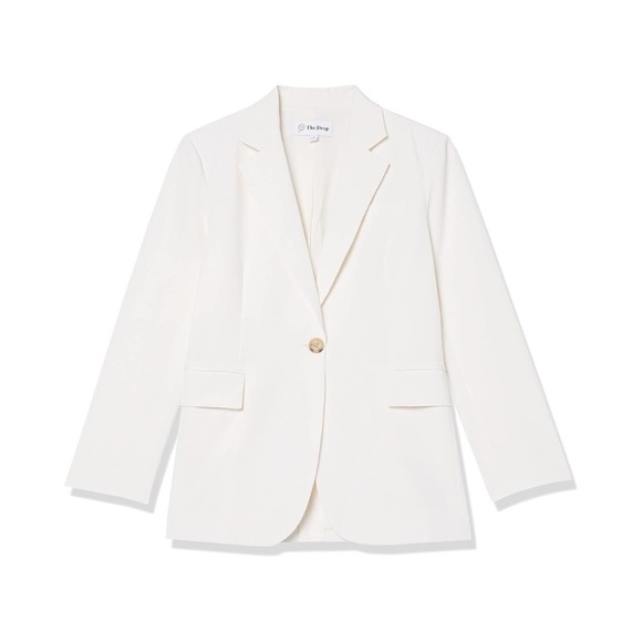 The Drop Ivory Ramona Loose Fit Relaxed Blazer One Button Suit Jacket, Size M - Picture 3 of 14